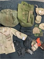 Military Duffle Bag & Issued Bags, Camo Shirt,