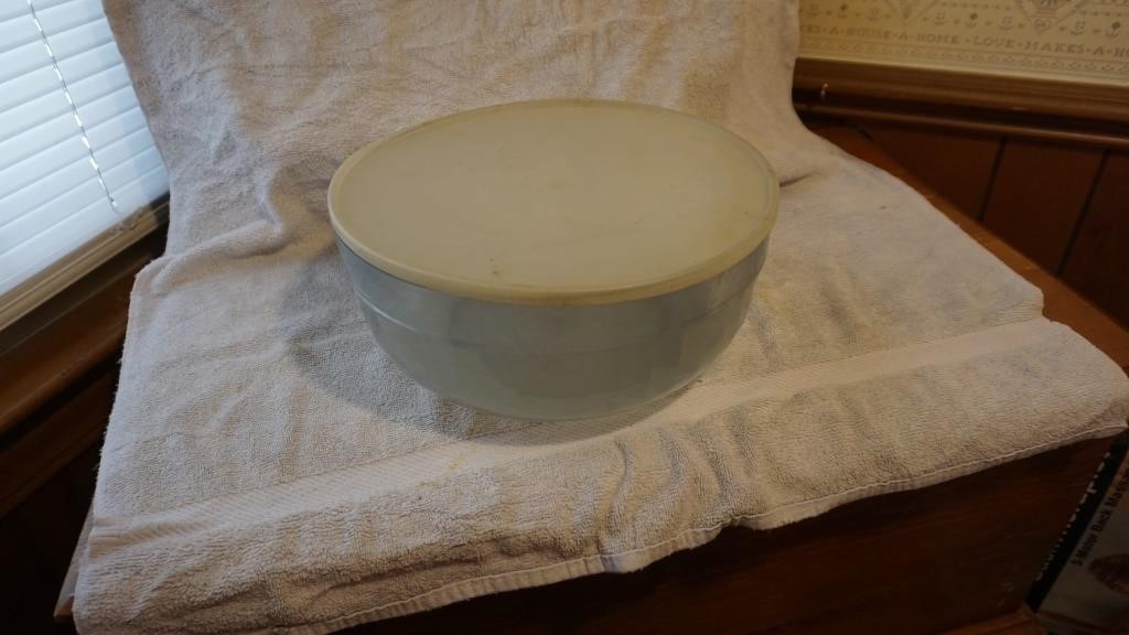 Vintage Blue Tupperware Punch Bowl with Lid