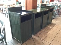 4 Green Trash Cans