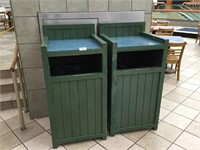 2 Tray Holder Green Trash Cans with Trash Can
