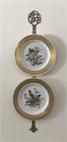 (2) Bird Collector plates 10 1/2” on brass plate