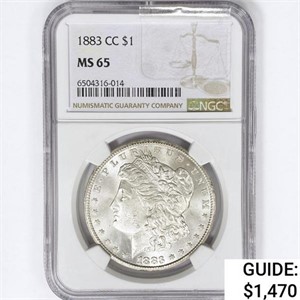 1883-CC Morgan Silver Dollar NGC MS65