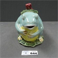 Modern Majolica Style Pottery Frog Teapot