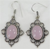 Pink Chalcedony 1.8" Hook Earrings