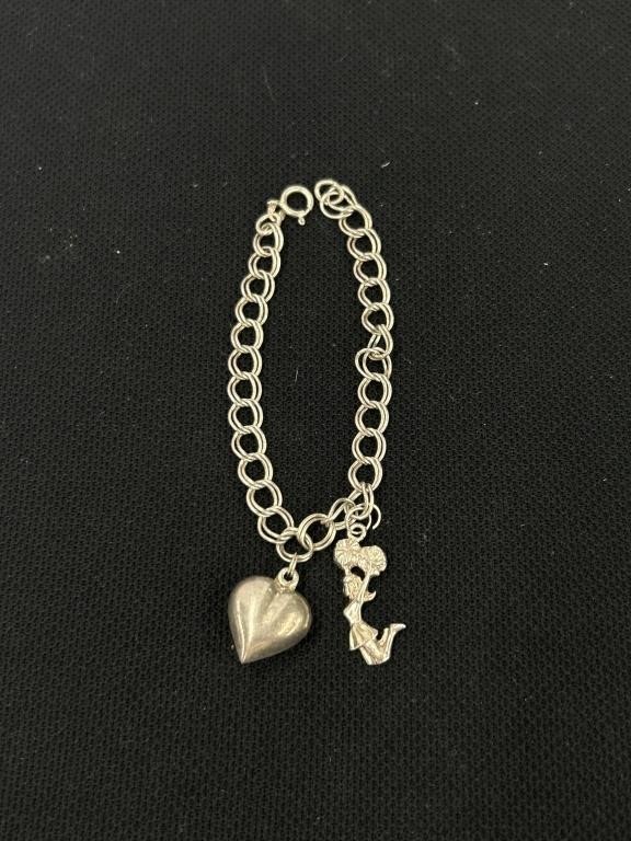 Sterling silver cheerleading bracelet 6.5 in 7.9g