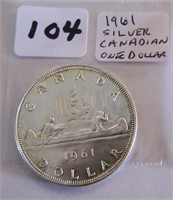 1961 Canadian Silver One Dollar Coin