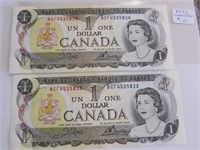 2 Sequential 1973 Canadian One Dollara