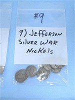 (9) Jefferson Silver War Nickels