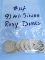 (9) All Silver Rosy Dimes