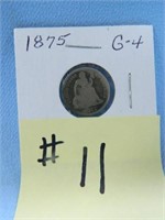 1875 Seated Dime G-4