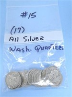 (17) All Silver Washington Quarters