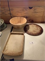 (2) Pampered Chef & 1 Wood Bowl