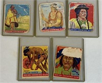 5pc 1933 Goudey Indian Chewing Gum Trading Cards