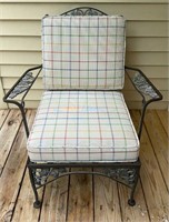 Wrought Iron Patio Arm Chair w/ Cushions