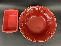 Home Somerset Red Bowl, Ceramic Red Loaf Pan