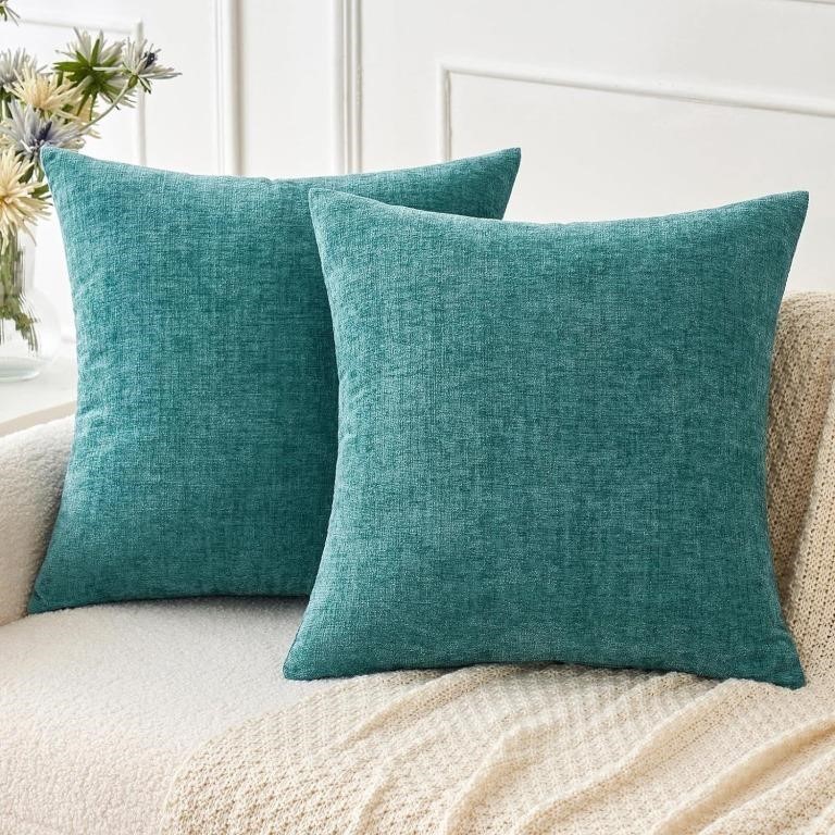 Mernette Pack of 2 Teal Throw Pillow Covers 20x20