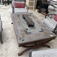 Huge Wood & Iron Patio Coffee Table