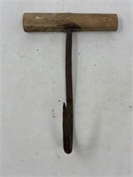 Vintage wooden handle hay hook