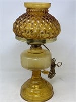 Vintage amber glass electric, converted oil lamp