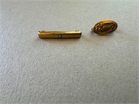 PHS 14K Pin & 1 inch Gold Bar Pin w/ Turquoise