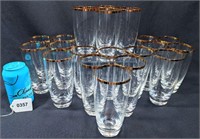 Gold Rimmed Drinking Glass Lot