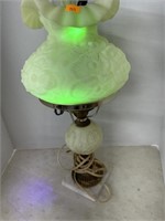 Vintage Fenton Poppy Lamp with Custard Glass and