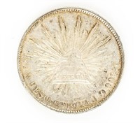 Coin 1900 8 Reales Mexico Libertad Silver Coin-AU