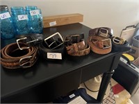 LARGE COLLECTION OF LEATHER BELTS