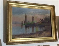 Antique gold framed oil painting on canvas, the