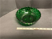 Green glass serving bowl