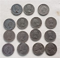 15 pcs Nickle Collection USA and Canadian
