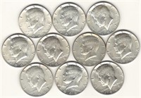 (10) Kennedy Half Dollars - 40% Silver