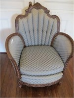 HEAVILY CARVED VICTORIAN PARLOR CHAIR