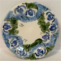 PRETTY HAND PAINTED SIGNED POTTERY PLATE