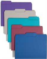 File Folders, Assorted Colors, 100/Box - 5 Boxes