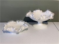 2 White Ruffled Bowls (Incl. Fenton)