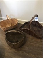 (3) Vintage Hand Made Baskets