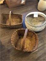 (3) Vintage Hand Made Baskets (Nice)