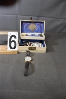 Small Jewelry Box W/ Watches - Costume Jewelry