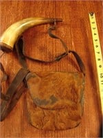 Early possible bag black powder bag with horn