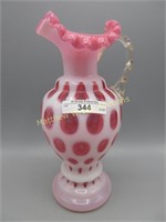 Fenton 8" cranberry opal Coin Spot ewer