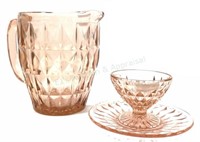 (13pc) Windsor Glass Pitcher, Sherbet Cups