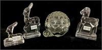 (10pc) Turtle Jar, Fostoria Glass Colt, Deer
