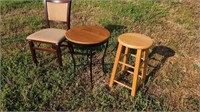Folding Wood Chair, Table and Stool