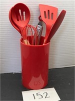 Red kitchen utensil lot