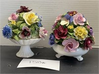 (2) bone china flower vases