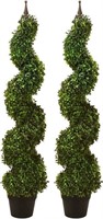 Tw 47" Artificial Spiral Boxwood Topiary Trees
