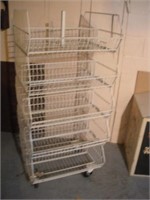 Wire Basket Rack on Casters 25x24x59