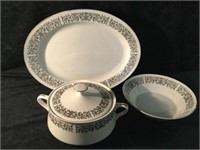 Fine China 1301 Plattter, Cass with Lid and Bowl