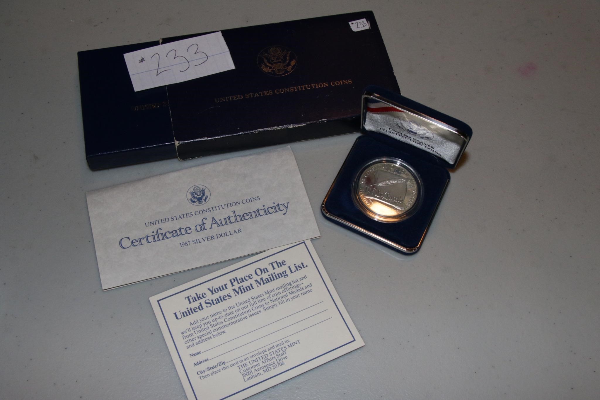 1987 Constitution Silver Dollar